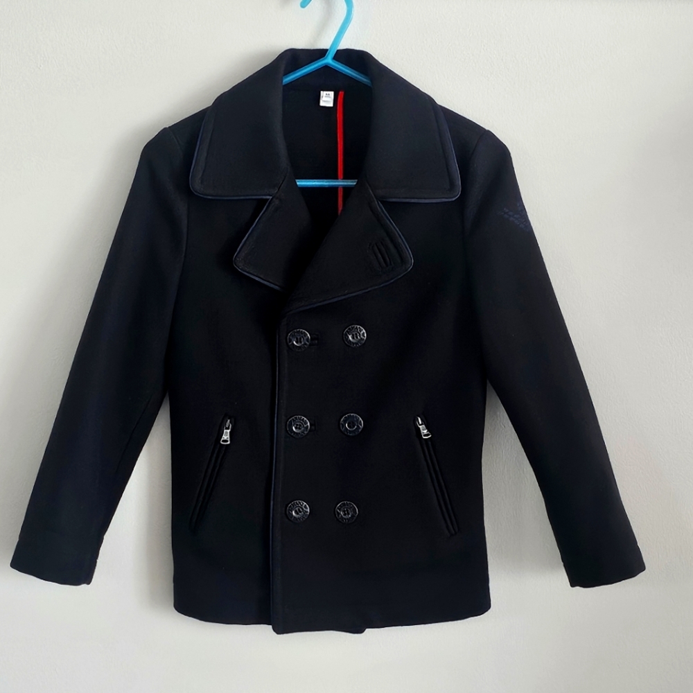 EMPORIO ARMANI | Boy's Double-brested Wool Peacoat Jacket | Size 9A | Made in IT